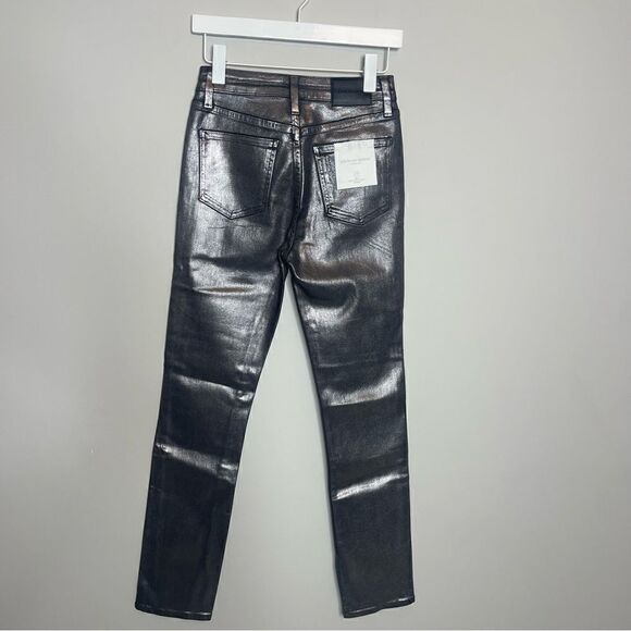 Jonathan Simkhai Rae High Rise Jeans in Coated Metallic NWT - Picture 5 of 9